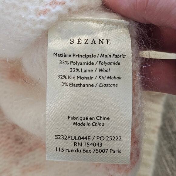 Sezane Eloisa Mohair Wool Floral Sweater Size L Romantic Cozy Knit French Chic - Picture 13 of 13